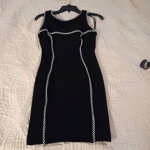 Vintage Dress Petite Small Black with White detail. Thick and stretch material.